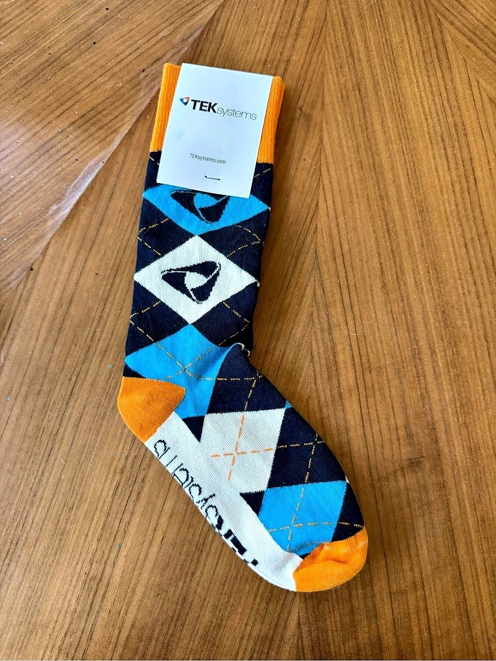 TEKsystems Argyle Crew Socks Blue & Orange NWT Cotton 75%
